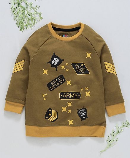 Ventra Army Patch Printed Full Sleeves Sweatshirt - Green
