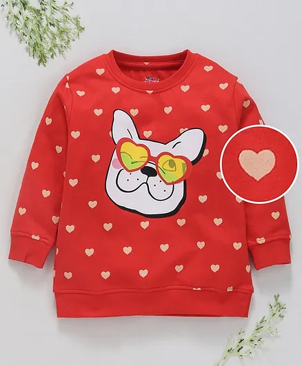 Ventra Dog Printed Full Sleeves Sweatshirt - Red