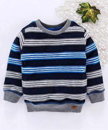 Cucumber Winter Wear Full Sleeves Striped Tee - Blue