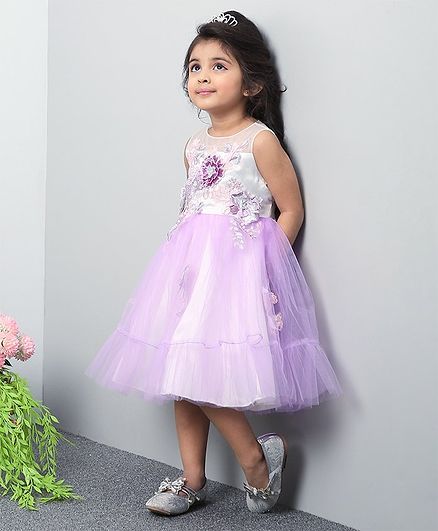 Mark & Mia Sleeveless Frock Pearl Embellished Floral Patch - Purple