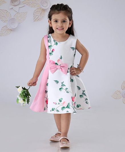 Mark & Mia Sleeveless Frock Floral Print - Pink White