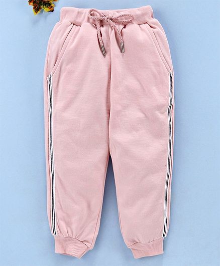 Smarty Full Length Fleece Track Pant With Drawstring - Peach