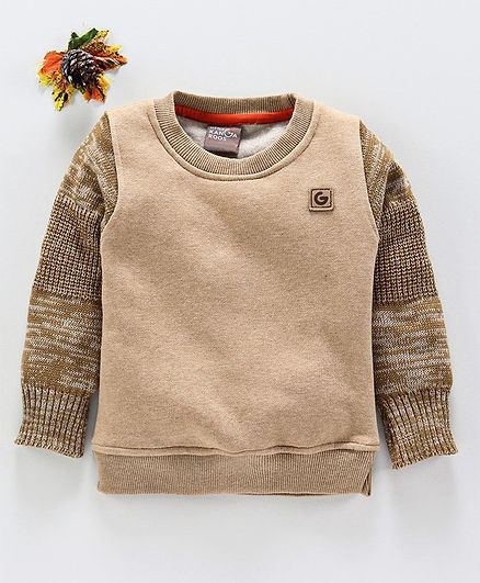 Little Kangaroos Full Sleeves Solid Colour Sweatshirt - Khaki