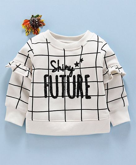Little Kangaroos Full Sleeves Winter Wear Top Text Design - White