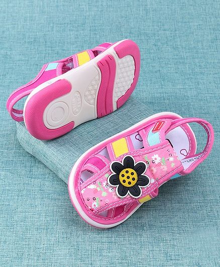 Cute Walk by Babyhug Sandals Floral Patch - Light Pink