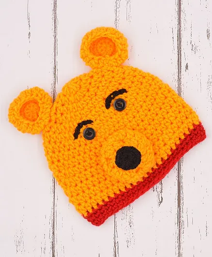 Love Crochet Art Crochet Bear Pattern Crochet Beanie - Yellow