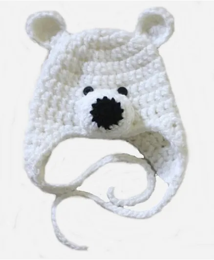 Love Crochet Art Polar Bear Crochet Cap Beanie - White