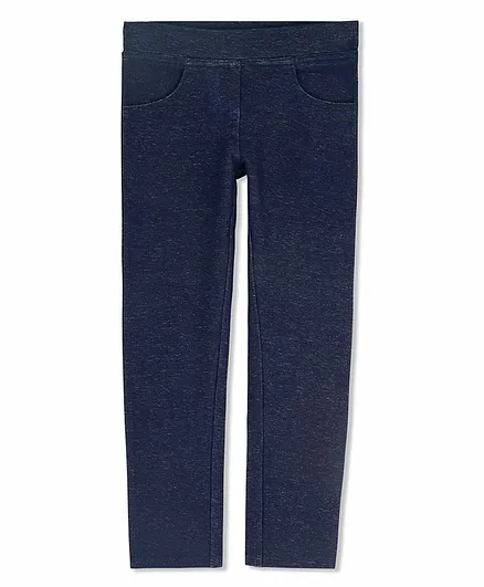 Cherry Crumble by Nitt Hyman Solid Full Length Jeggings - Navy Blue