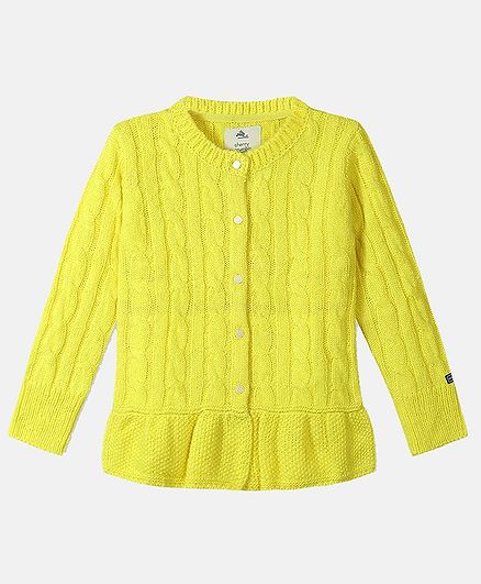 Cherry Crumble by Nitt Hyman Solid Full Sleeves Sweater - Yellow