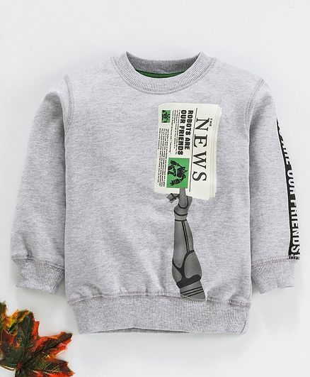 Doreme Full Sleeves Winter Wear Sweatshirt Graphic Print - Grey