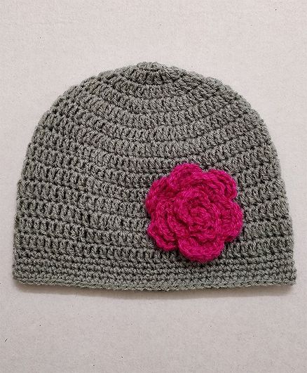 Knit Masters Flower Design Cap - Grey