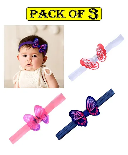 Babymoon Butterfly Baby Headbands Multicolour - Pack of 3