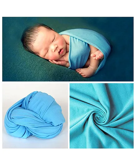 Babymoon Jersey Stretchble Swaddle Wrap New Born Baby Photography Shoot Props Costume - Blue