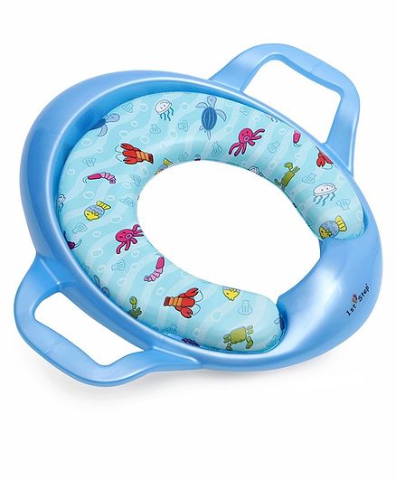 1st Step Cushioned Potty Seat With Handle Marine Life Print - Blue