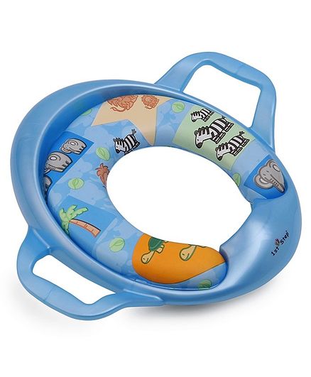 1st Step Cushioned Potty Seat With Handle Animal Print - BLUE