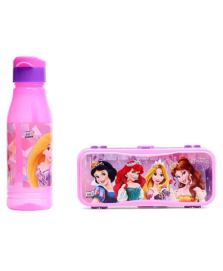 Disney Princess Water Bottle & Pencil Box Combo Pink - 600 ml
