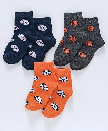 Cute Walk by Babyhug Anti Bacterial Ankle Length Socks Pack of 3 - Multicolor