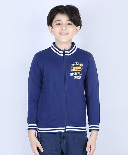 Ventra Full Sleeves Basketball Squad Print Jacket - Blue