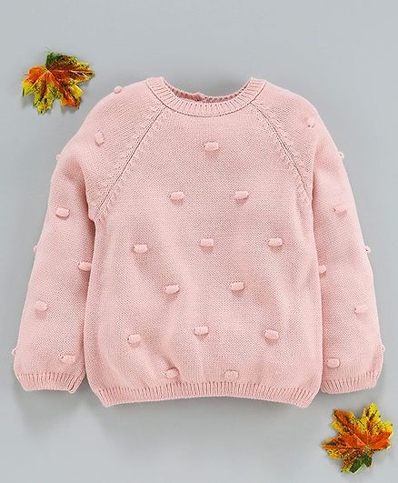 LC Waikiki Self Design Full Sleeves Sweater - Light Pink