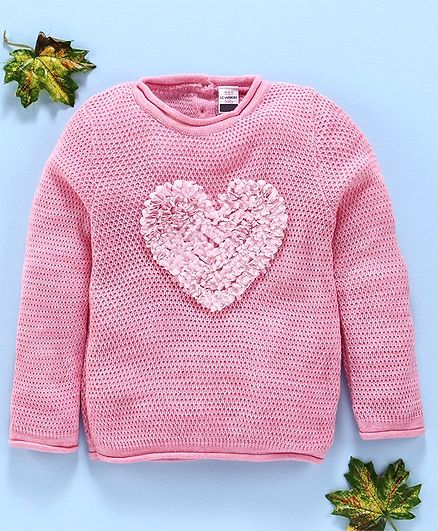 LC Waikiki Heart Embellished Full Sleeves Sweater - Pink