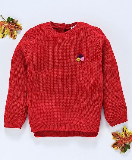 LC Waikiki Button Decorated Full Sleeves Sweater - Red