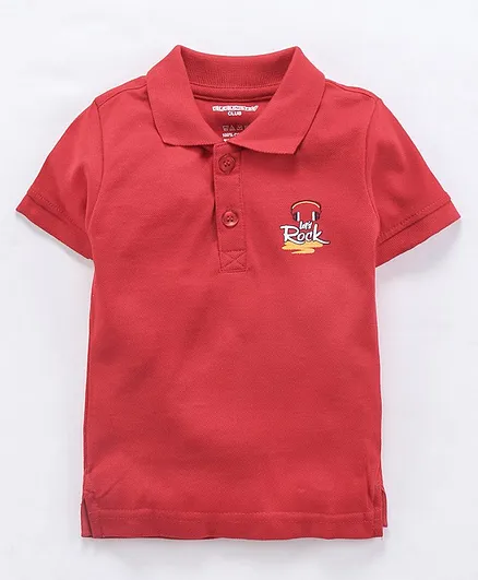 Cucumber Half Sleeves Tee Text Print - Red