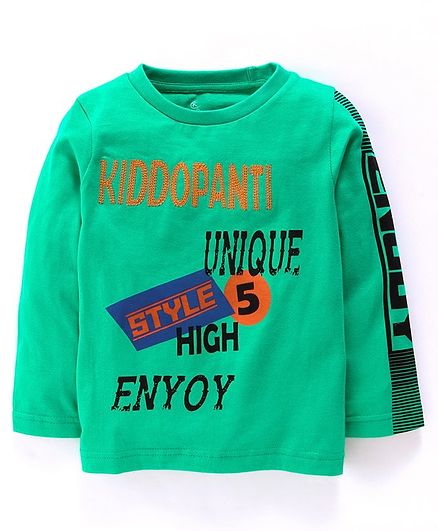 Kiddopanti Unique Style High Enjoy Print Full Sleeves T-Shirt - Green