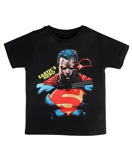 Superman By Crossroads Face Print Half Sleeves T-Shirt - Black