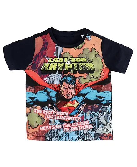 Superman By Crossroads The Last Hope For Humanity Text Print Half Sleeves T-Shirt - Multicolor