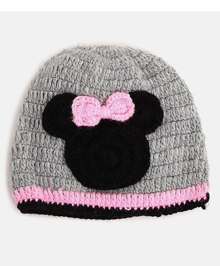 MayRa Knits Mouse Face Design Cap - Grey
