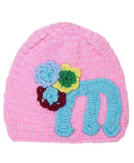 MayRa Knits Flower Decorated Crochet Cap - Pink