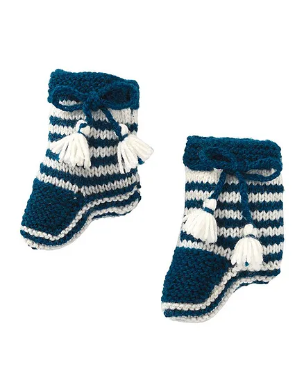 MayRa Knits Striped Socks - Blue