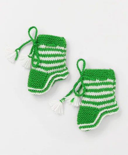 MayRa Knits Striped Socks - Green