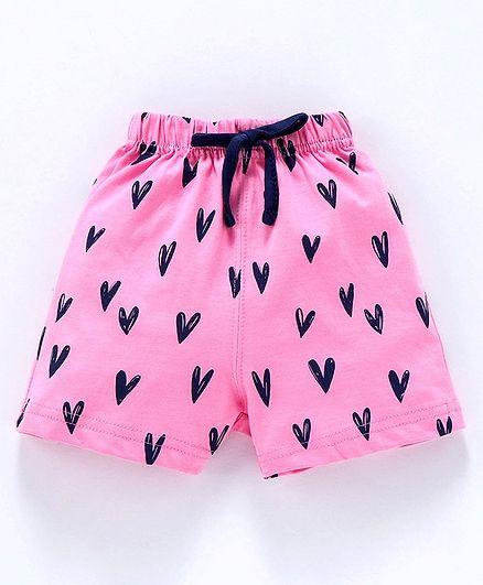 Doreme Shorts With Drawstring Heart Print - Pink