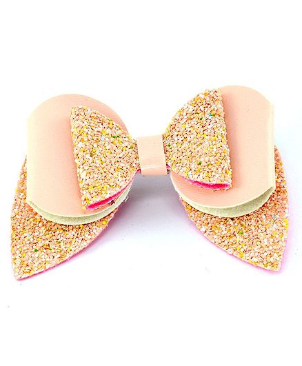 Aye Candy Sequined Bow Alligator Clip - Peach