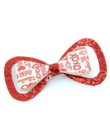 Aye Candy Sequined Bow Design Alligator Clip - Red