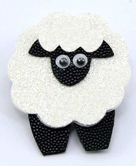 Aye Candy Glitter Finish Sheep Pattern Alligator Clip - White
