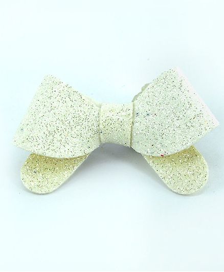 Aye Candy Sequined Bow Design Alligator Clip - White