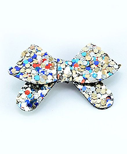 Aye Candy Sequined Bow Design Alligator Clip - Blue