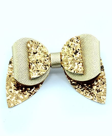 Aye Candy Sequined Bow Design Alligator Clip - Golden