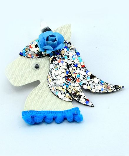 Aye Candy Unicorn Horse Design Alligator Clip - Blue