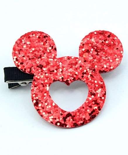 Aye Candy Ear Design Sequined Alligator Clip - Red