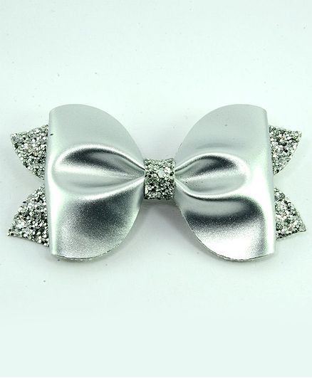 Aye Candy Sequined Bow Design Alligator Clip - Silver