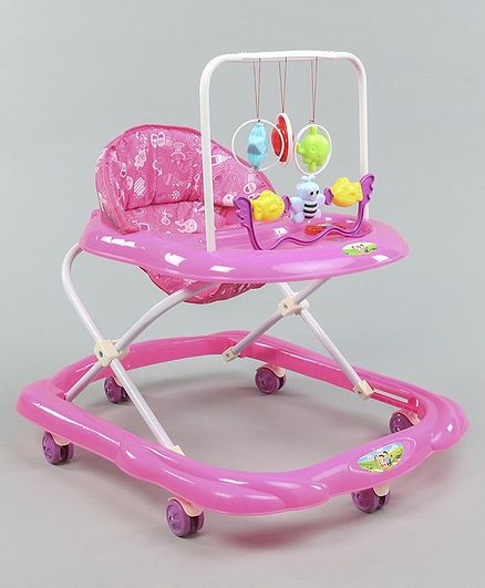 Baby Walker With Attached Hanging Toy - Pink