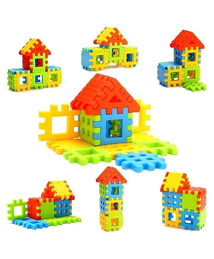 Skylofts Chocozone Multi Color House Building Blocks with Smooth Rounded Edges - 83 Pieces