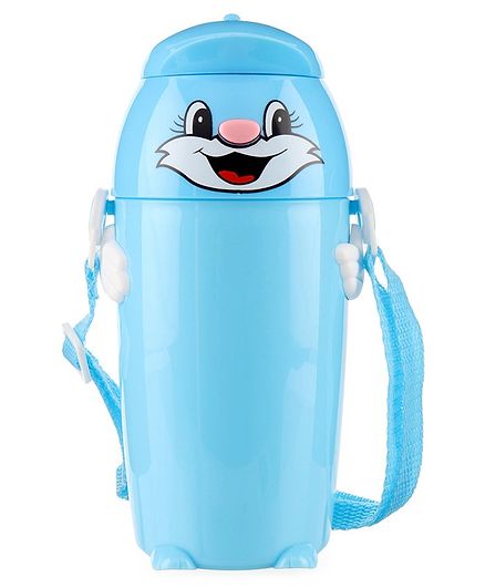 Water Bottle Cat Face Print Blue - 360 ml