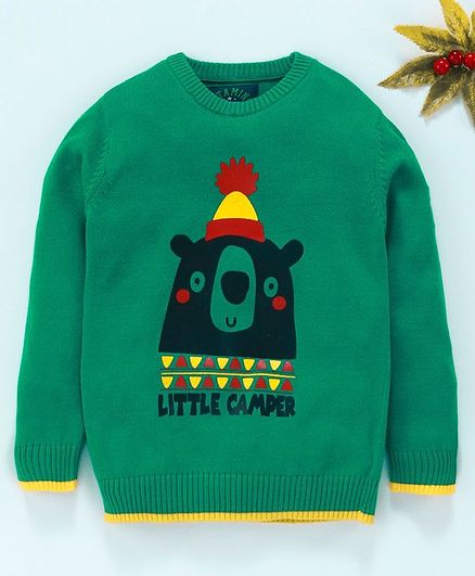 Vitamins Full Sleeves Sweater Bear Design - Green