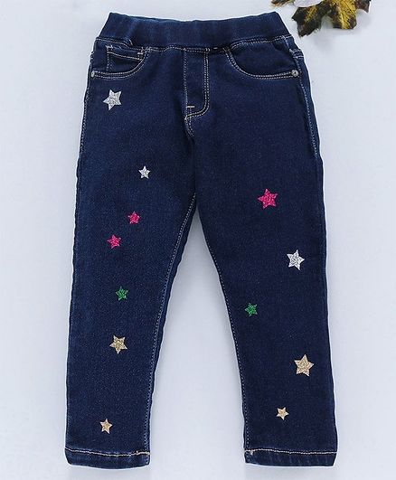 Vitamins Full Length Jeans With Star Prints - Blue