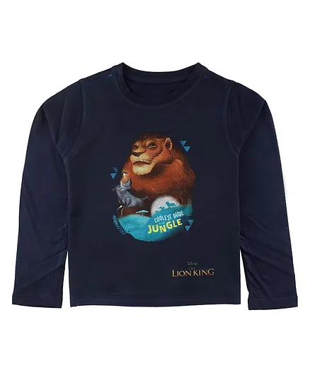 Disney By Crossroads Lion King Coolest Dude Print Full Sleeves Tee - Navy Blue