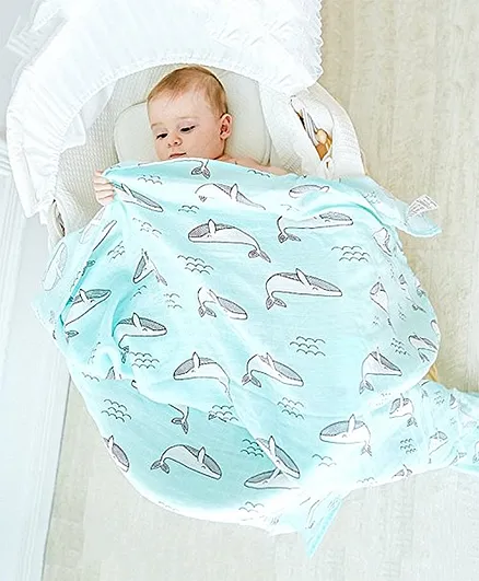 Kassy Pop Bamboo Cotton Baby Swaddle Wrap cum Receiving Blanket – Mint